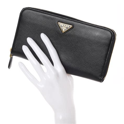 prada saffiano triangle long zip around wallet|Prada wallet.